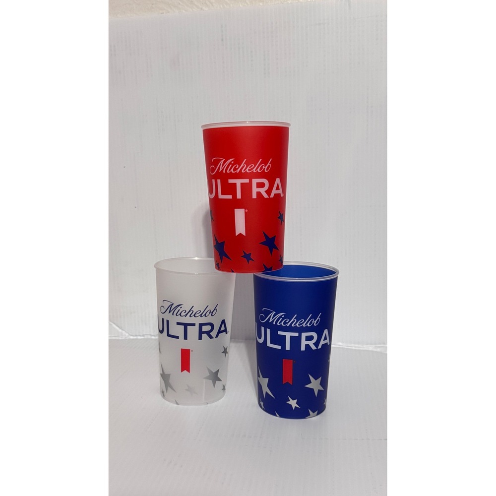 Michelob Ultra FIFA World Cup 26 Stadium Cups Set of 3 Red White Blue USA Soccer